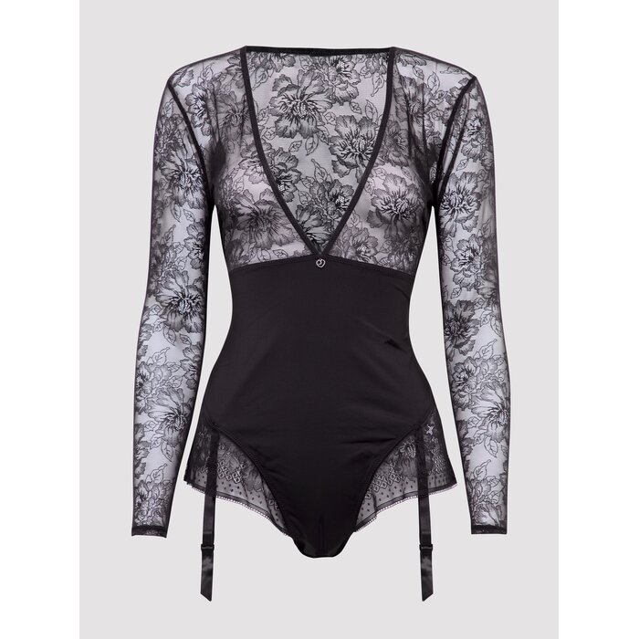 Lovehoney Plus Size Hourglass Black Smoothing Long Sleeve Body - 3X / 4X - Black