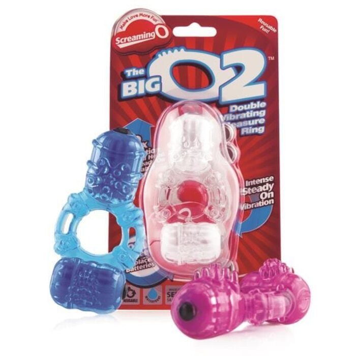 Screaming O The Big O2 Vibrating Cock Ring with Clitoral Stimulator - Blue