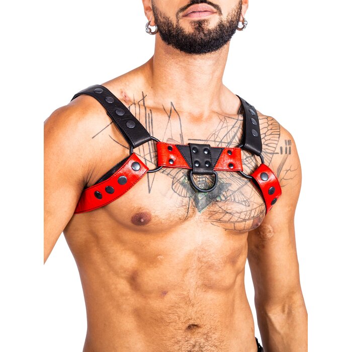 Bulldog Bondage Harness Black/Red - One Size