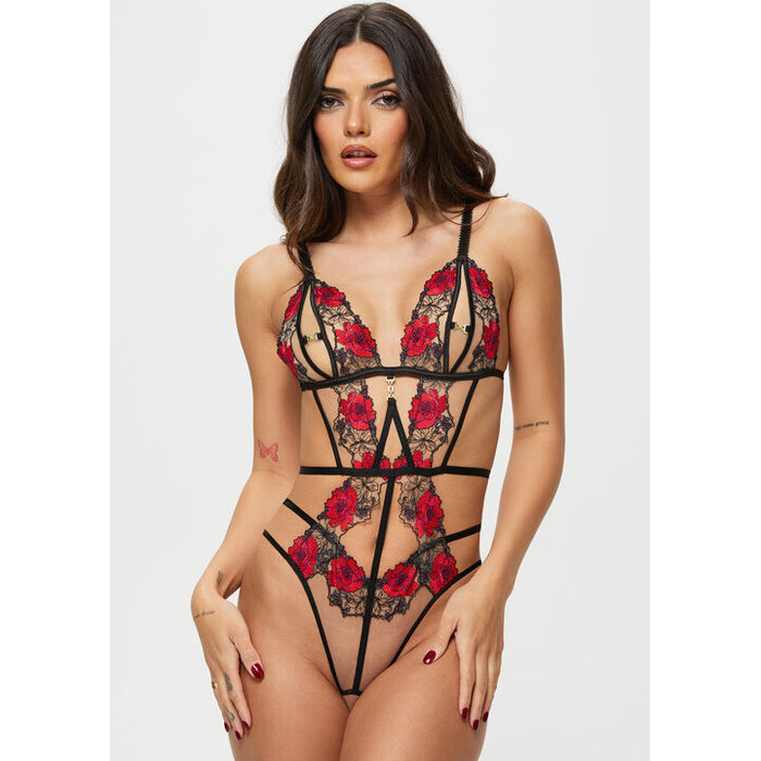 Ann Summers Caged Rose Crotchless Lingerie Body, Black