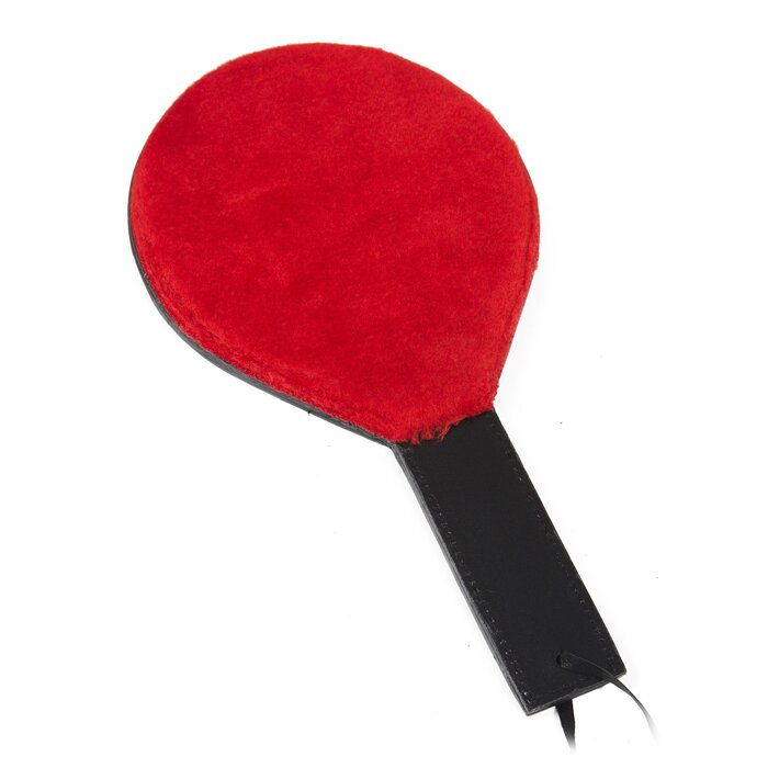 Leather Round Paddle With Red Fur Lining