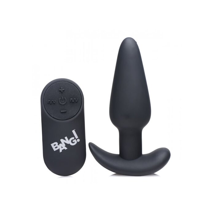 Remote Control 21X Vibrating Silicone Butt Plug - Black