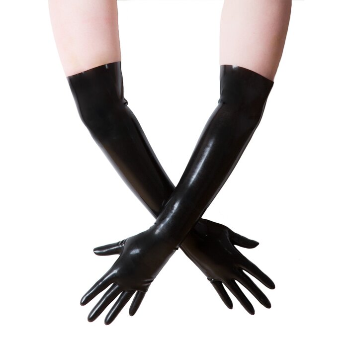 Black Seamless Elbow Length Latex Gloves