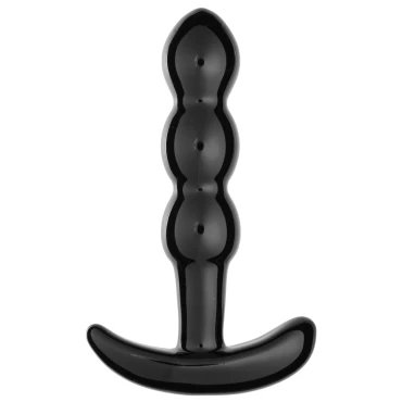 Midnight Caviar Black Glass Beaded Butt Plug – 5.5 Inch