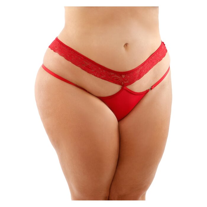 Ren Lace and Microfiber Panty - Queen Size - Red