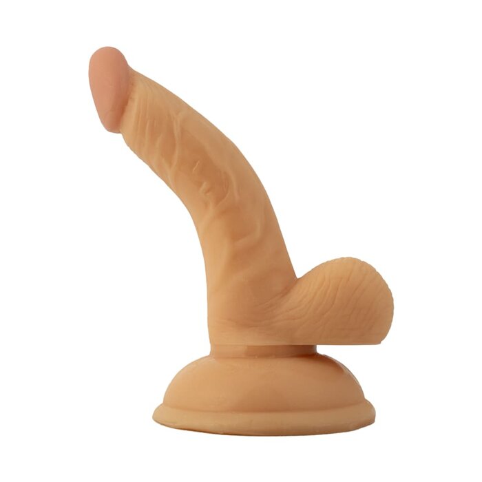 All American Mini Whoppers 4" Curved Dong with Balls - Vanilla