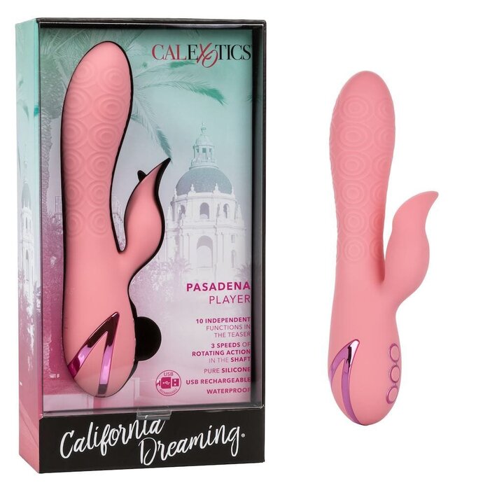 Pasadena Player Rotating Vibrator with Flickering Teaser: Waterproof Silicone Dual-Stimulation Vibe