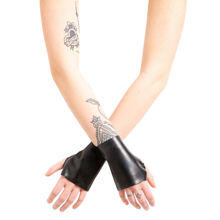 Latex Wrist Plain Gauntlets in Black