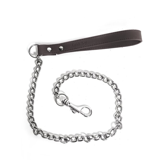 Black Faux Leather Chain Lead