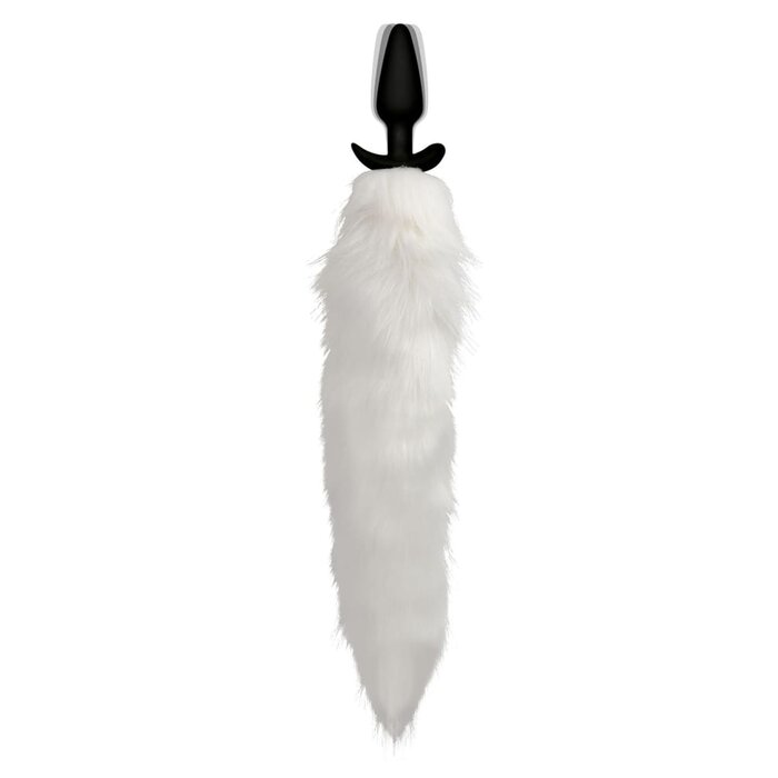 Vibrating White Fox Tail Slender Anal Plug