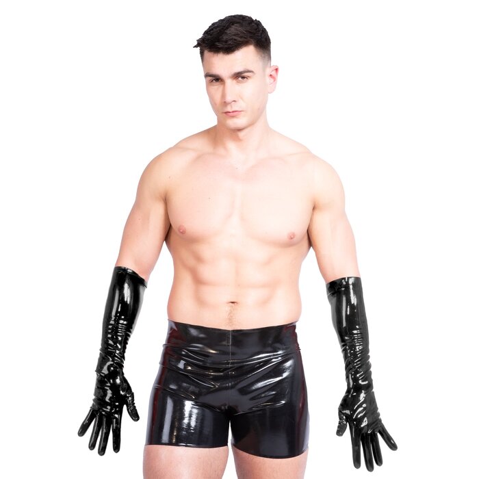 Men`s Seamless Elbow Length Latex Gloves in Black