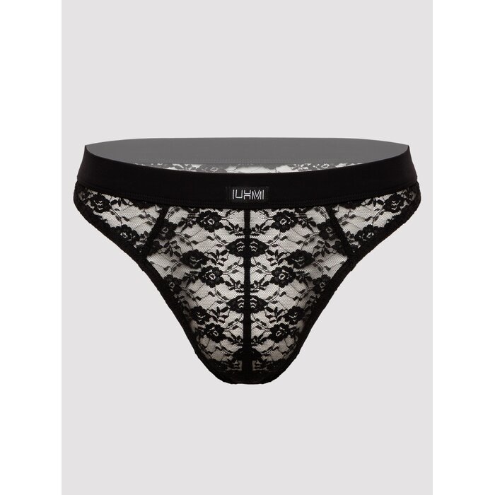 LHM Black Lace Thong - XXL - Black