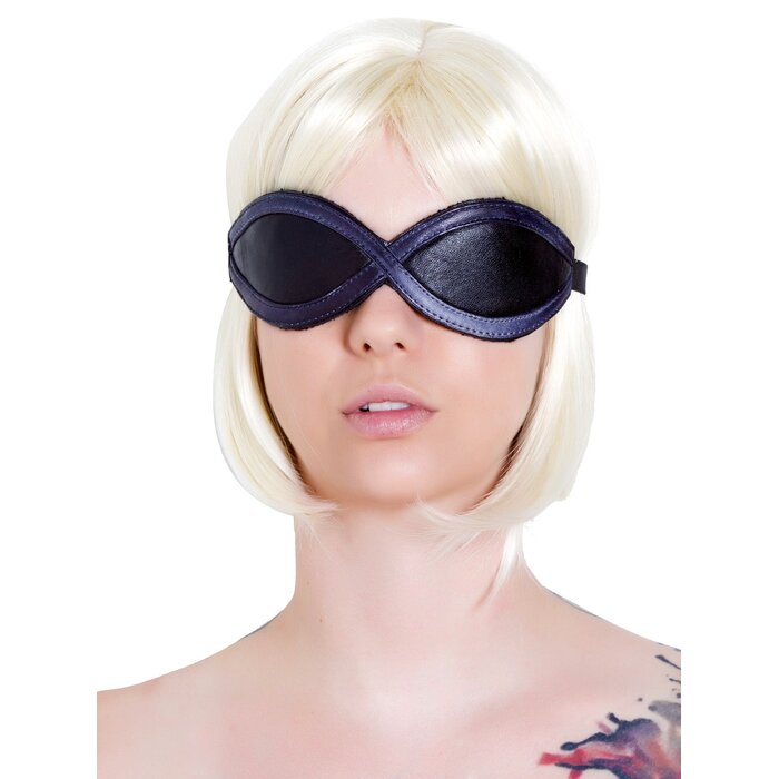Black and Grey Leather Eyemask - One Size