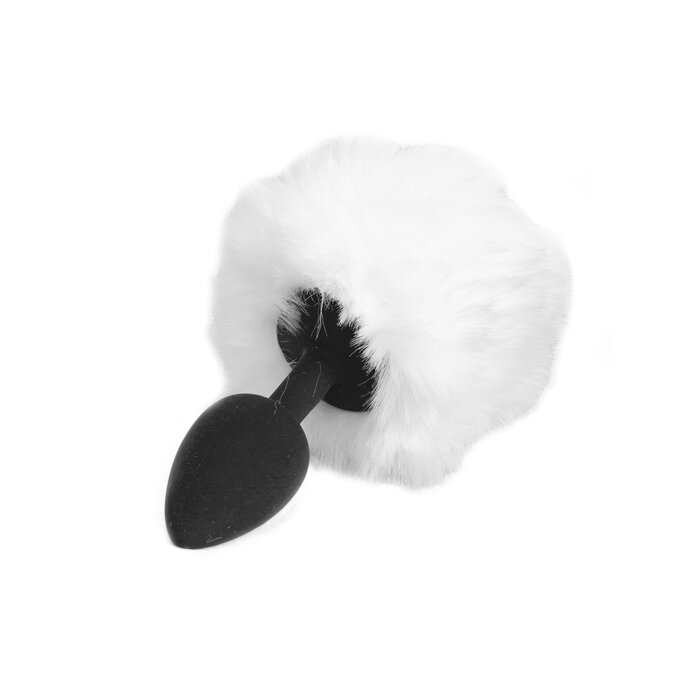 Small Black Butt Plug with White Tail