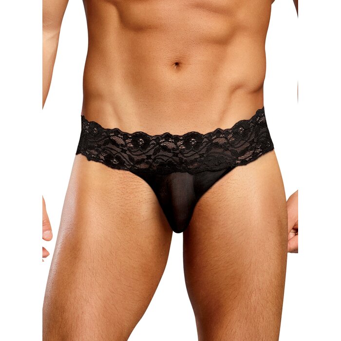 Micro Lace Thong Black