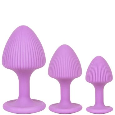 Trio-Thrill Silicone Purple Butt Plugs - Set Of 3