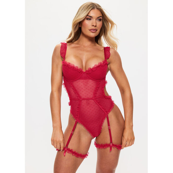 Ann Summers Locked On Love Padded Crotchless Lingerie Body, Red