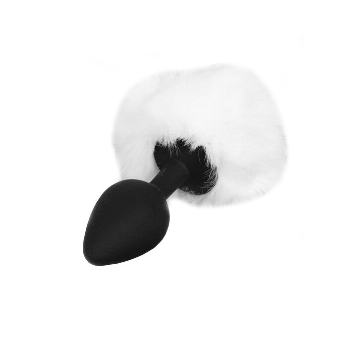 Large Black Butt Plug with White Tail