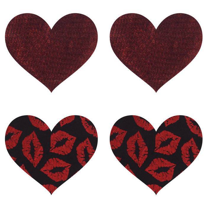 Peekaboos Premium Lipstick Kisses Heart Nipple Pasties (2 Pairs)