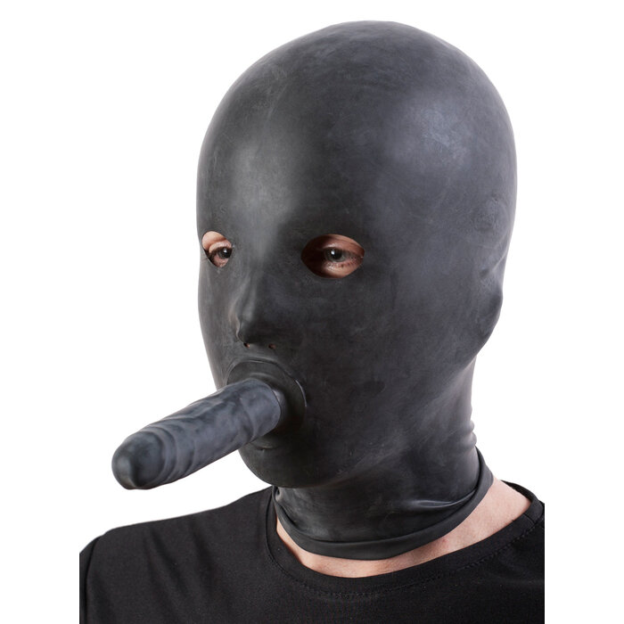 Moulded Rubber Anatomical Hood with Dildo - One Size