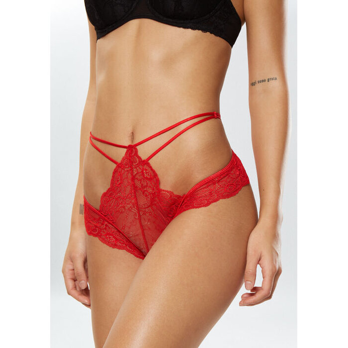 Ann Summers From The Heart High Waisted Crotchless Brief, Red