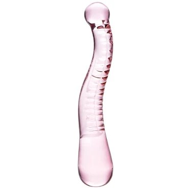 Glacier Glass Pink Curved Tentacle Dildo - 8 Inch