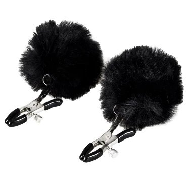 Shadow Pom Pom Black Furry Nipple Clamps