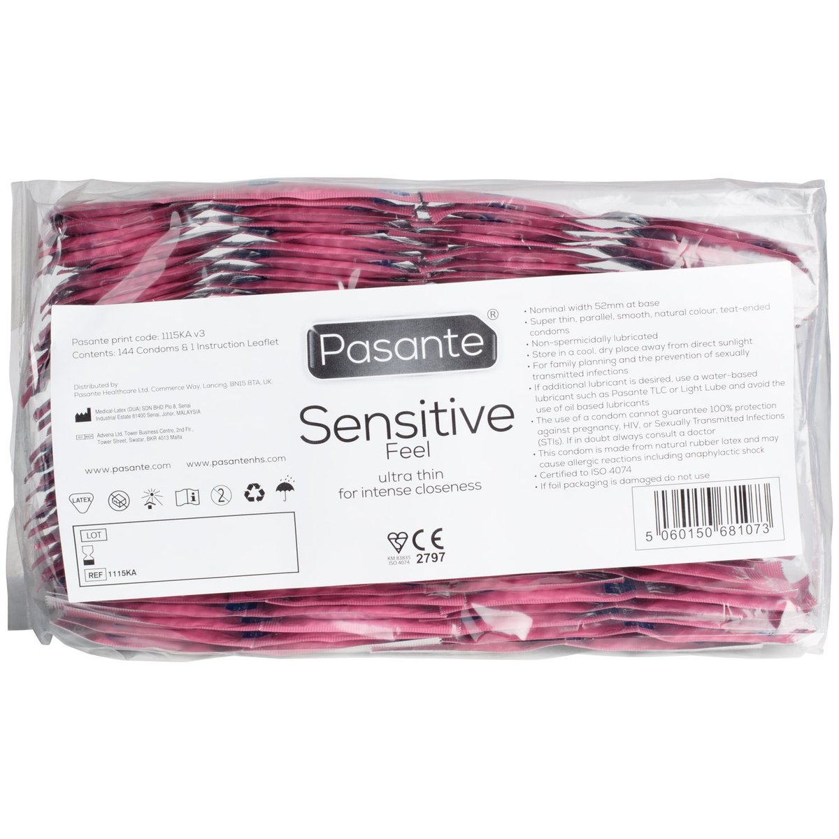 Pasante Sensitive Feel Ultra Thin Condoms 144 Pack - Clear
