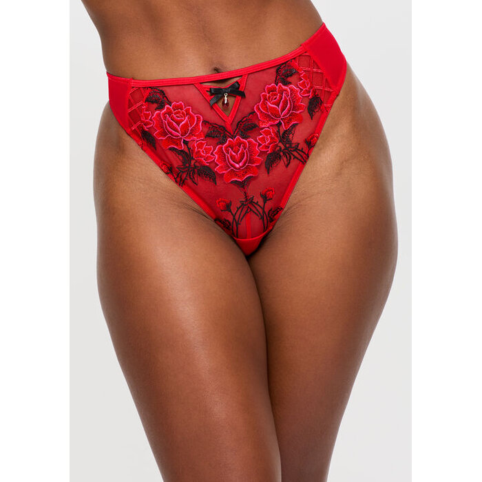 Ann Summers Roses Are Red High Waist Crotchless String , Red