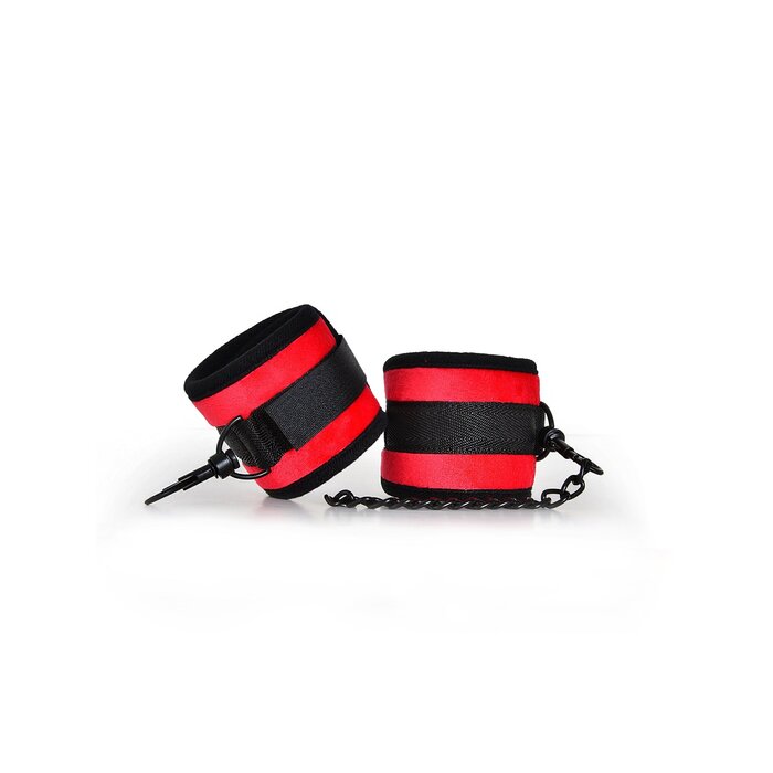 Red Velvet Ankle Cuffs With Detachable Chain