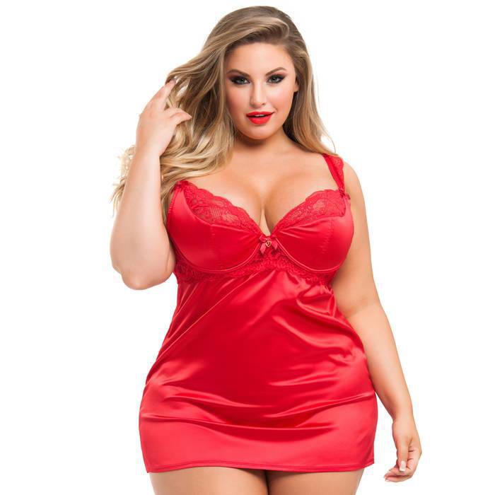 Lovehoney Treasure Me Plus Size Red Underwired Babydoll Set