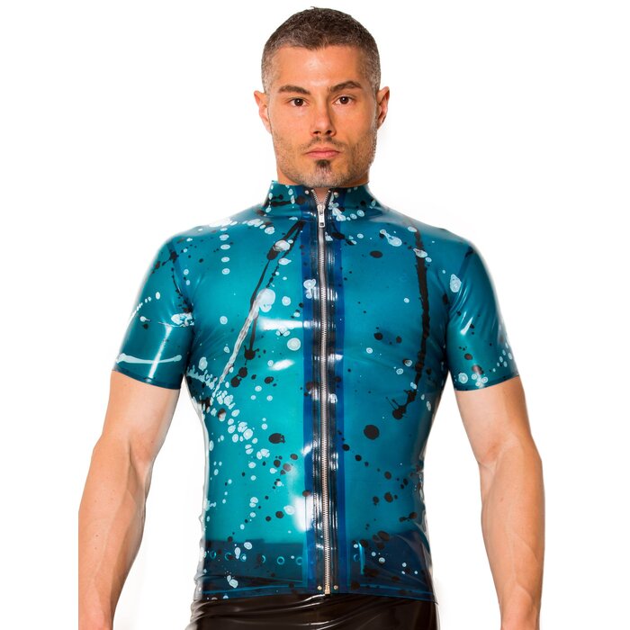 Marble Blue Collared Latex T-Shirt