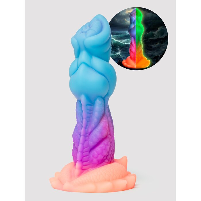Creature Cocks Aqua-Cock Glow-in-the-Dark Silicone Dildo - Blue