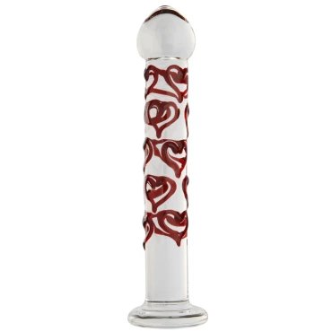 Love All Round Hearts Glass Dildo – 7 Inch