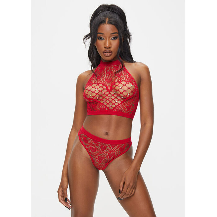 Ann Summers Love Triangle Crotchless Set, Red