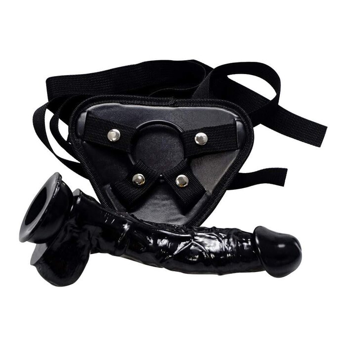 Spanksy 9 Inch Black Strap On Dildo & Harness Set for Ultimate Pleasure