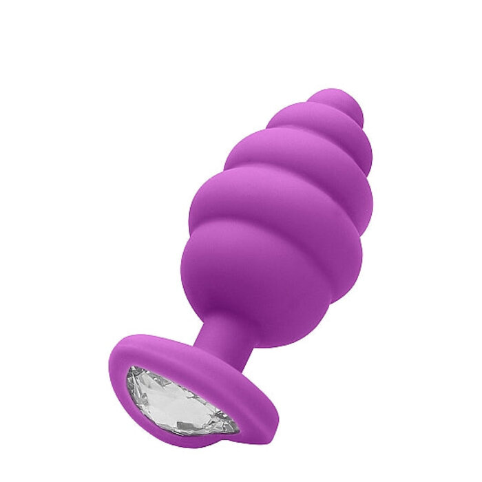 Large Ribbed Diamond Heart Plug - Purple