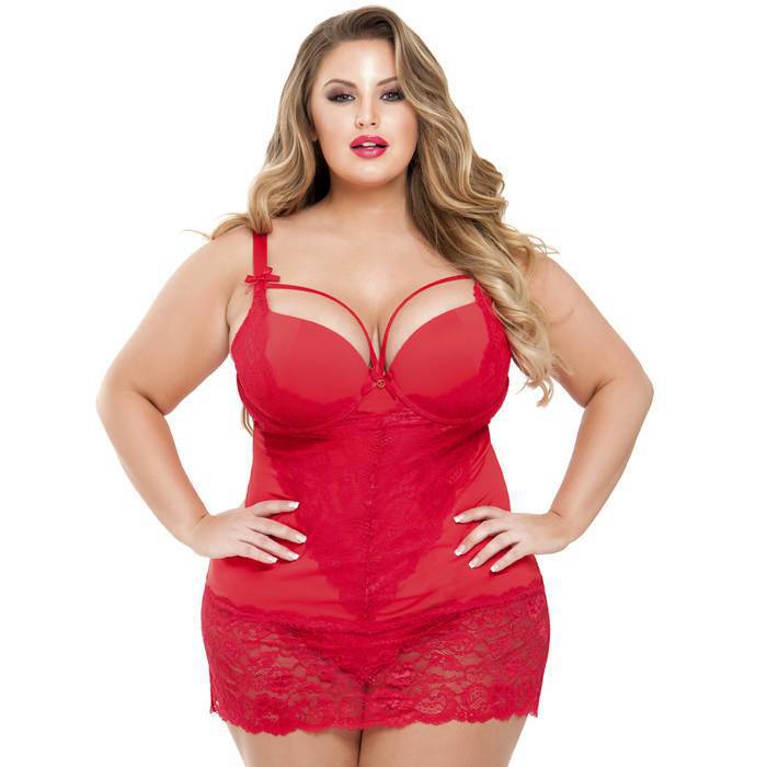 Lovehoney Plus Size Belle Amour Red Chemise Set