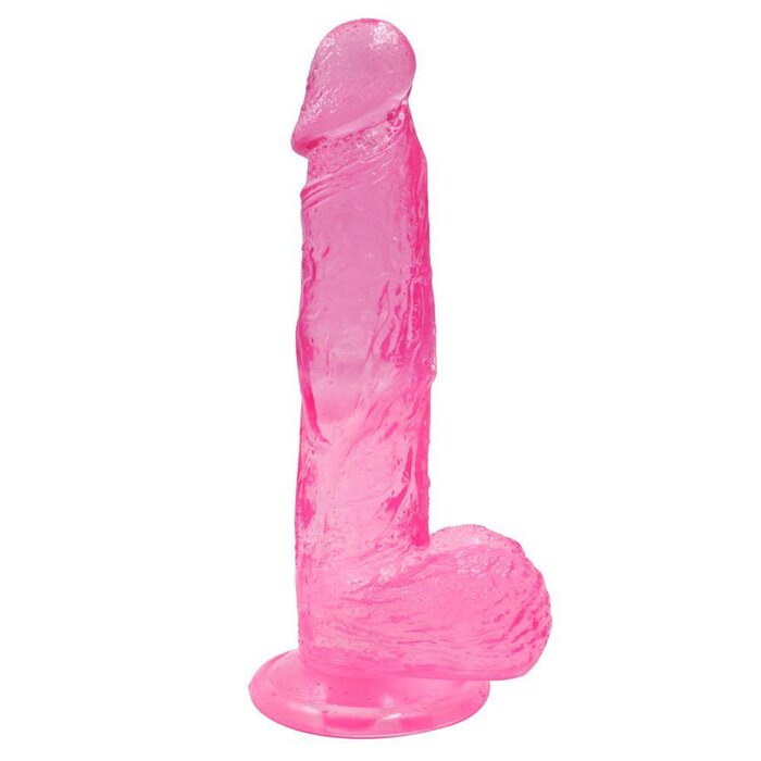 Jelly Lover 8" Suction Base Dildo: Realistic Pink Pleasure Toy