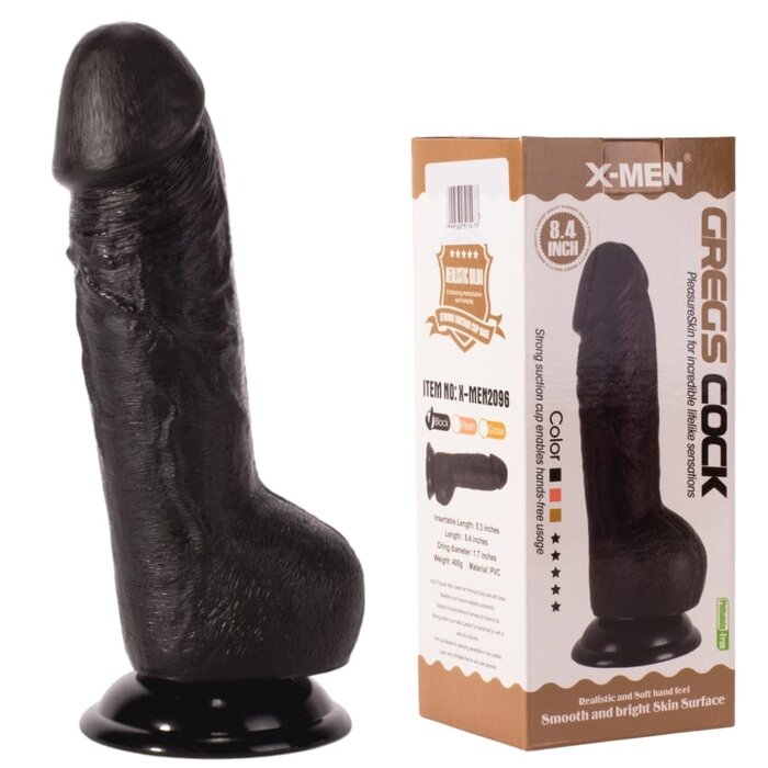 Gregs Black Girthy Dildo: 8.4 Inch Realistic PVC with Suction Cup