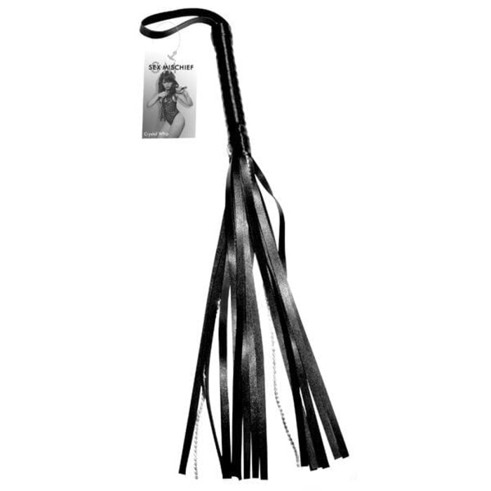 Sex and Mischief Crystal Bondage Whip – Faux Leather Teasing Toy