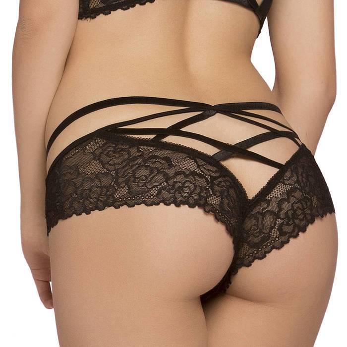 Seven 'til Midnight Black Cage-Back Knickers