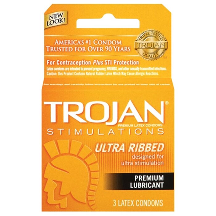 Trojan Ultra Ribbed Condoms - 3 Pack