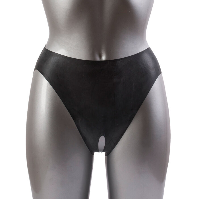 Seamless Rubber Open Crotch Briefs Black