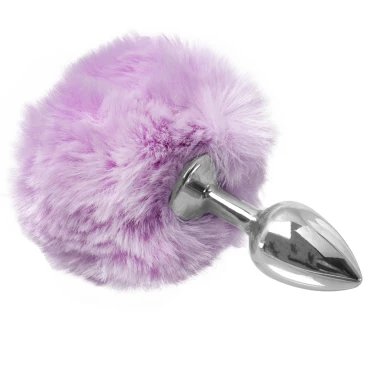 Kinky Tails Purple Stainless Steel Bunny Tail Butt Plug
