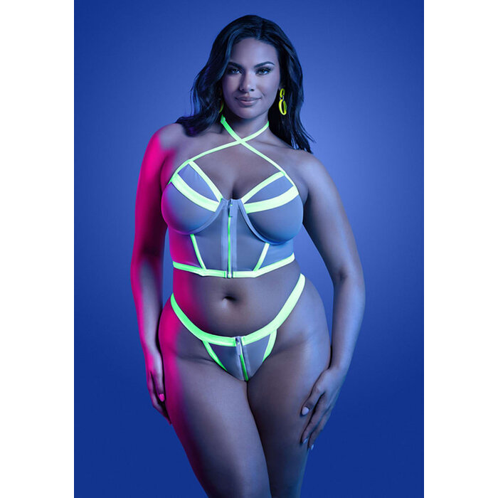 Supernatural Zipper Bra Top and Panty - Queen Size