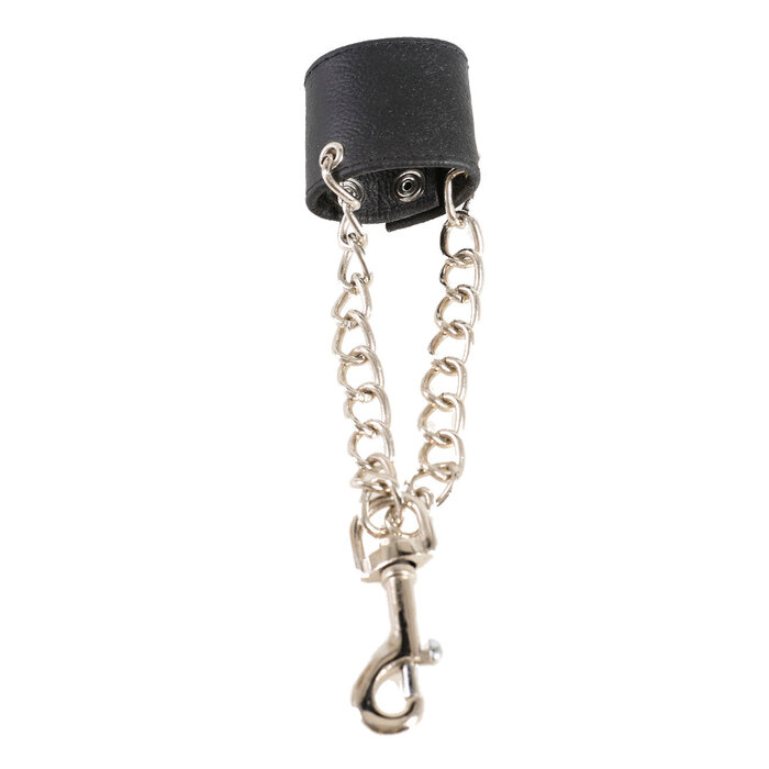 Leather Testicle Stretcher with Chains & Clip for Weights