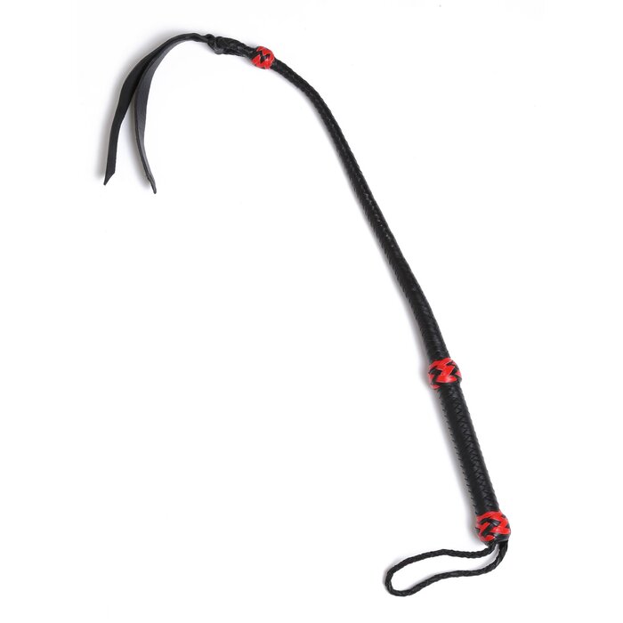 Braided Leather Snake-Tongued Hunter Whip