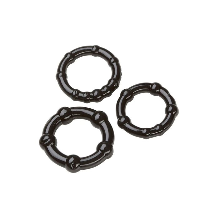 Beaded Cock Ring Combo Pack - Black