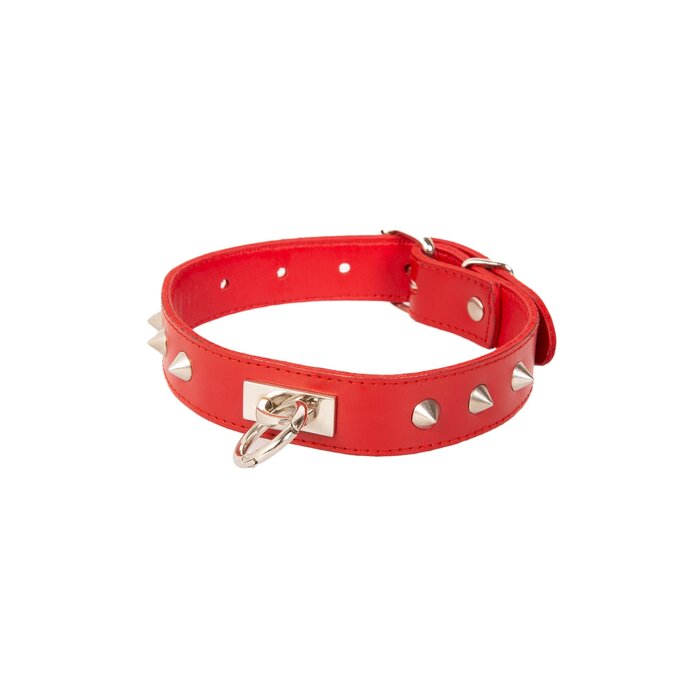 O-Ring Studded Collar Red